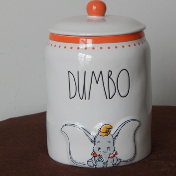 Ray Dunn Disney DUMBO White & Orange Hand Crafted Cookie Jar Canister w/ Lid - Picture 1 of 5